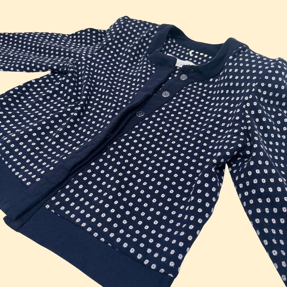 1980s patterned cardigan by Kathryn Deene, polka dot 14 womens jacket